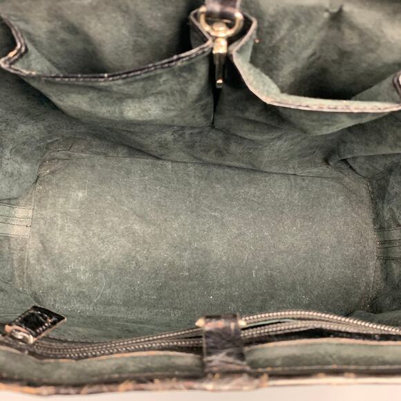 REYNA ICAZA Montecito Black Leather Alligator Tote Handbag - Picture 5 of 7